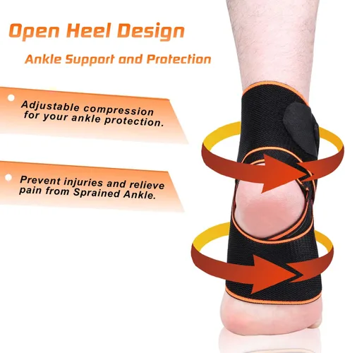 Vista 3 de 1 paquete de tobilleras ajustables para mujeres y hombres, soporte de tobillo para esguince, fascitis plantar, tendón de Aquiles, envoltura