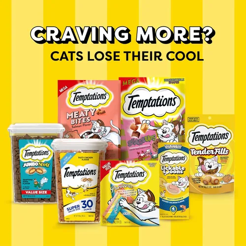 Vista 11 de TEMPTATIONS Jumbo Stuff Crunchy and Soft Cat Treats Savory Salmon Flavor, bolsa de 2.5 onzas (paquete de 12)