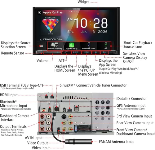 Vista 2 de KENWOOD DMX9708S Pantalla táctil capacitiva de 6.95 pulgadas, estéreo para automóvil, CarPlay inalámbrico e inalámbrico y Android Auto, Bluetooth