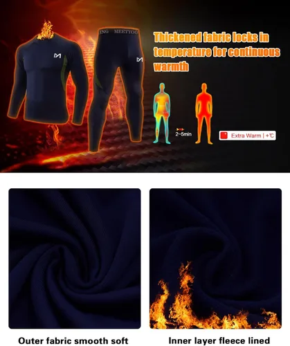 Vista 3 de MEETYOO mens Thermal Underwear for Men,men's Base Layer,2 Sets Long Johns Lined With Hunting GearBase Layer Set