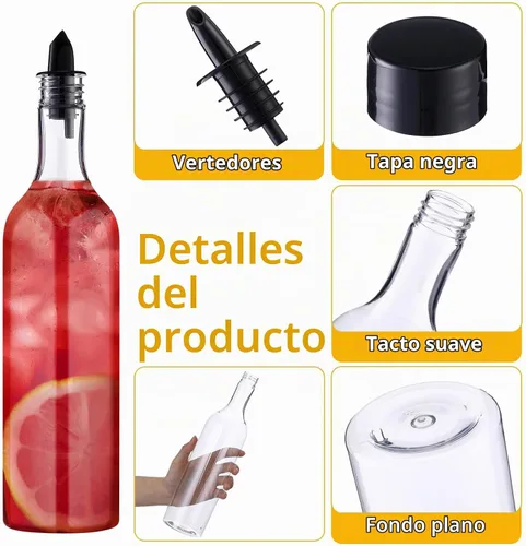 Vista 3 de Yinder - 24 botellas de plástico de cuello largo con vertedor, color negro Vertedores negros