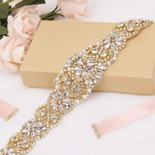 Vista 4 de Tendaisy Cinturón de boda con diamantes de imitación de cristal transparente para vestidos de novia