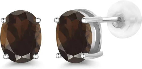 Vista 22 de Gem Stone King Aretes de oro de 14 quilates con piedra natal ovalada de 0.315 x 0.236 in Aretes de oro para mujer