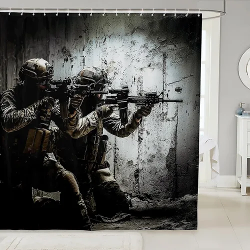 Vista 20 de Erosebridal Cortina de Ducha de Dinosaurio de Dibujos Animados 3D para Niños Varones Adultos Baño Selva Dino Tela Cortina de Baño 72" An x 72 L
