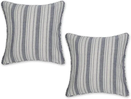 Vista 24 de DII Colección de fundas de almohada, algodón reciclado, cremallera oculta, 18x18, Dobby Plus, blanco roto, 2 piezas