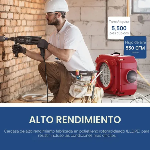 Vista 5 de ALORAIR Limpiador de aire con filtración de 3 etapas, máquina de aire negativo apilable para uso industrial y comercial, limpiador de aire