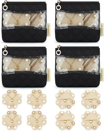 Vista 5 de BAGSMART Organizador de joyas colgante con ganchos de metal, soporte de joyería de doble cara para aretes + estuche organizador de joyas de viaje