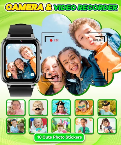 Vista 5 de Reloj inteligente para niños y niñas de 4 a 12 años, 26 juegos, pantalla táctil HD de 1.69 pulgadas, relojes para niños con cámara de video