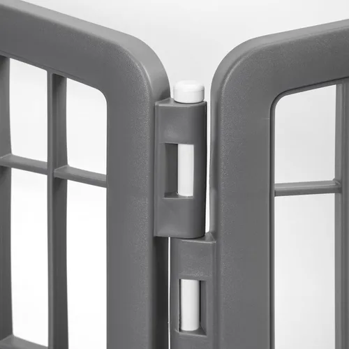 Vista 5 de IRIS - Corral para mascotas con puerta, 34 pulgadas, añadido 2 paneles, Gris Gris-oscuro