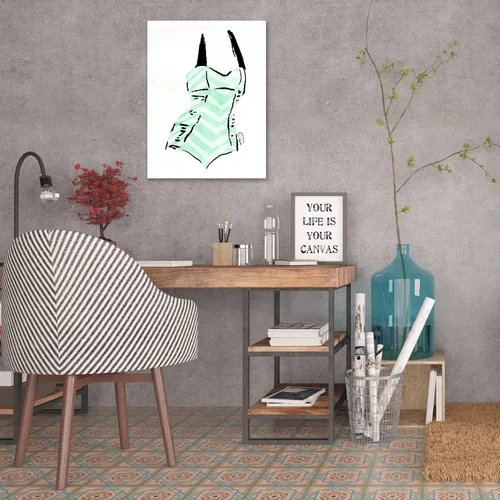 Vista 5 de Jaxson Rea "Vintage Swimsuit Pastel 4" Gallery Wrapped Canvas by Onrei, 12" x 16
