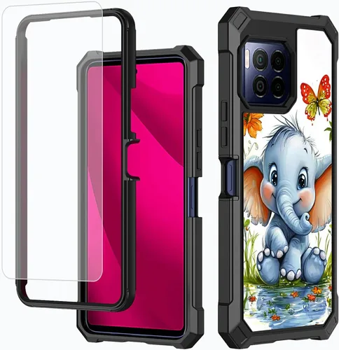 Vista 17 de Funda para T-Mobile Revvl 7 de 6.6 pulgadas con protector de pantalla, policarbonato duro de doble capa resistente y TPU suave a prueba de golpes