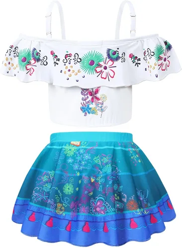 Vista 2 de COTRIO Trajes de baño para niñas, traje de baño de 2 piezas, Mirabel, Isabella, bikini Dolores, tankini Madrigal, traje de baño de aventura familiar