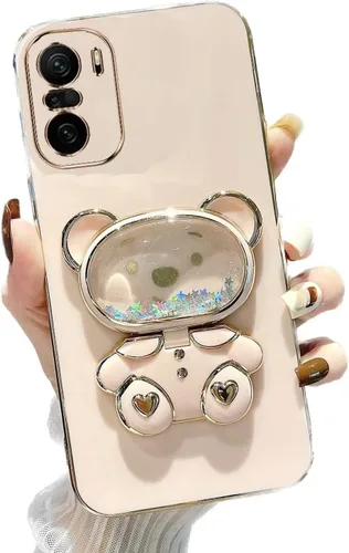 Vista 43 de Miagon Bear - Funda con soporte para espejo para Xiaomi Redmi A1, Quicksand Glitter Electroplated Soft TPU Protector Slim a prueba de golpes