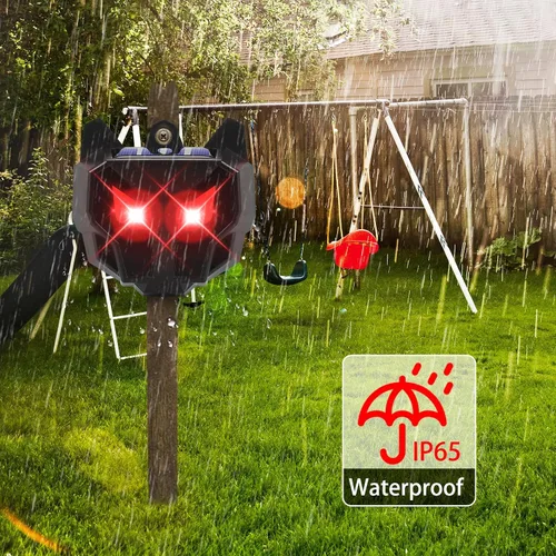 Vista 6 de Repelente solar nocturno de animales (paquete de 4) – Disuasorio de animales de ojo depredador mejorado 2026 con luces intermitentes rojas duales