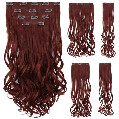 Vista 26 de Extensión de cabello negro oscuro, extensiones de cabello con clip de 22 pulgadas