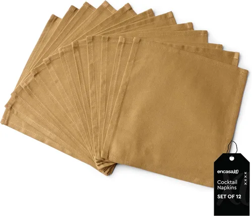 Vista 68 de Encasa XO Juego de 12 servilletas de tela de cóctel Servilletas de mesa de algodón puro Tamaño (9 x 9 pulgadas) B gris sólido Lavable a