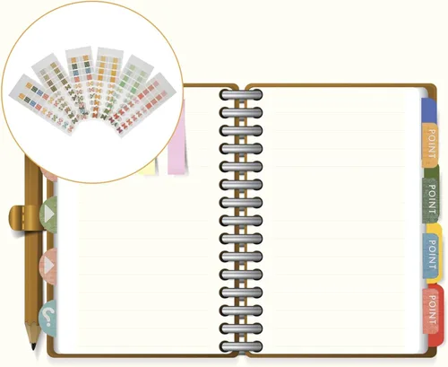 Vista 7 de NUOBESTY Notas para libros, 6 hojas, etiquetas adhesivas para cuadernos, pestañas adhesivas para libros