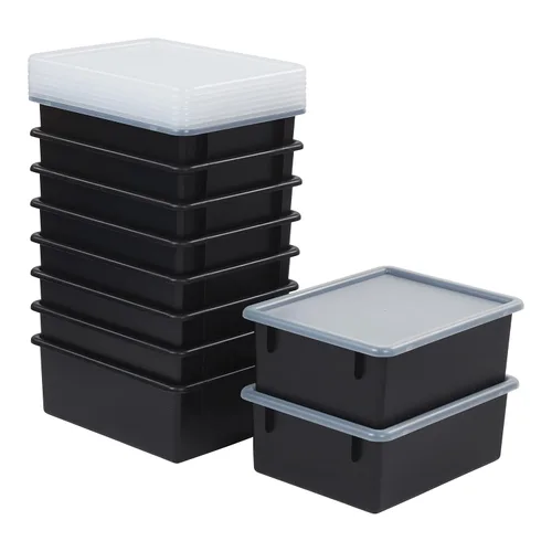 Vista 12 de ECR4Kids Bandeja profunda tamaño carta con tapa, contenedor de almacenamiento, surtido, 10 piezas