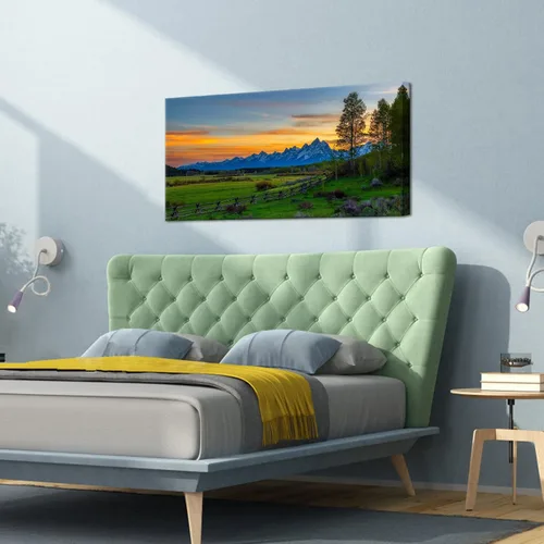 Vista 3 de Nachic Wall Cuadro colorido de la puesta de sol, arte de pared, pintura de paisaje de montaña de Grand Teton, impresiones en lienzo, obras de arte