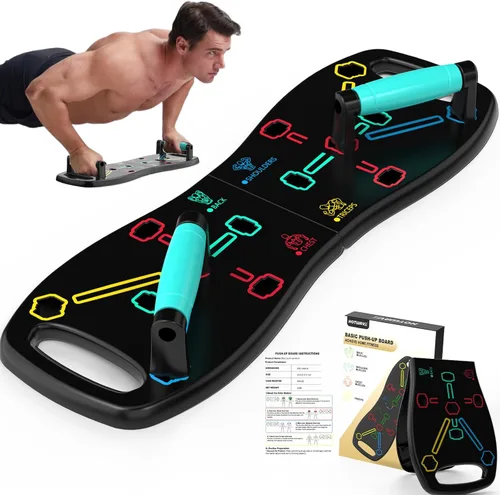 Vista 11 de HOTWAVE Push Up Board, Portable Pushup Board for Men, Foldable Push Up Bar Multifunctional Pushup Handles for Floor, Strength Training Equipment