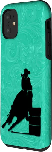 Vista 2 de iPhone 11 Barril Carreras Caballo En Turquesa Floral Estuche De Herramientas