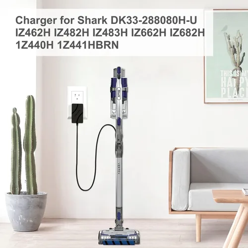 Vista 3 de Cargador para Shark DK33-288080H-U compatible con Shark IZ462H IZ482H IZ483H IZ662H IZ662H IZ682H 1Z440H 1Z441HBRN Vertex Aspiradora inalámbrica