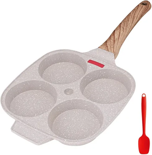 Vista 9 de Sartén para huevos, sartén antiadherente para huevos fritos de 4 tazas, sartén para panqueques de aleación de aluminio para el desayuno, sartén