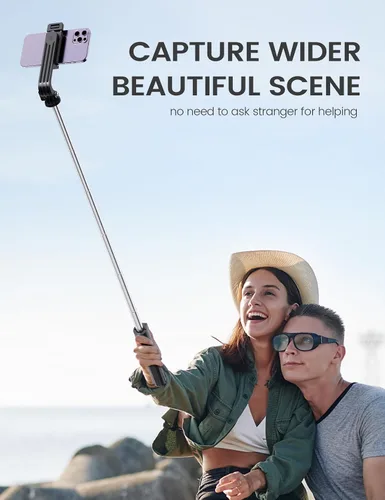 Vista 6 de ANXRE Trípode selfie stick con control remoto, extensible giratorio de 360°, soporte de trípode de teléfono de 41.7 pulgadas para filmación