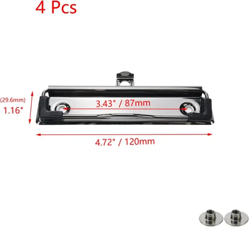 Vista 2 de 4 clips para portapapeles de 4.72 pulgadas de metal con agarre de goma y agujero para colgar para crear portapapeles de perfil bajo, tablero