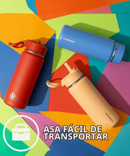 Vista 2 de Hydrapeak Mini botella de agua de 20 onzas con tapa con popote, aislamiento de doble pared de acero inoxidable Botella a prueba de fugas y Alpine