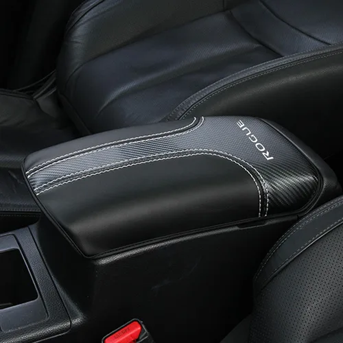 Vista 6 de Funda para reposabrazos de consola central de automóvil para Nissan Rogue 2014-2020, de cuero, antiarañazos, protector de tapa de caja central Cuero