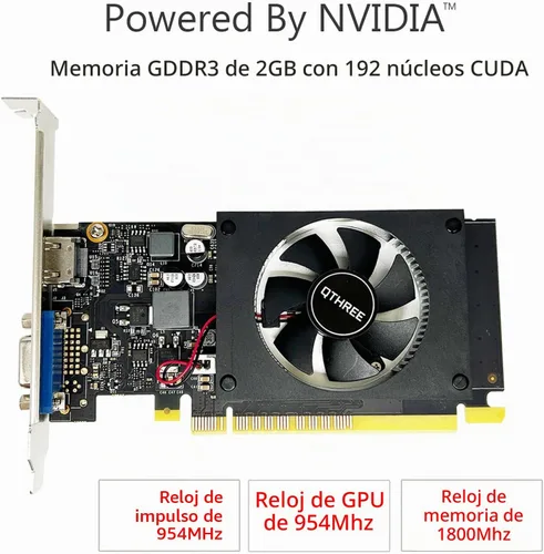 Vista 2 de Geforce GT 710 Tarjeta gráfica de video de bajo perfil, VGA, HDMI, 2 GB