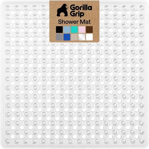 Vista 50 de GORILLA GRIP - Alfombrilla patentada cuadrada para cabina de ducha, alfombrillas pequeñas para el piso de la bañera para duchas de pie, ventosas