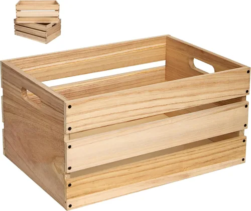 Vista 9 de Cajas de madera de gran tamaño de 20" de largo para almacenamiento, cajas de leche de madera de color tronco de granja, adecuadas para bricolaje