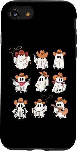 Vista 18 de Carcasa espeluznante divertida para iPhone 16 Boo Haw Western Cowboy Ghost Cowgirl