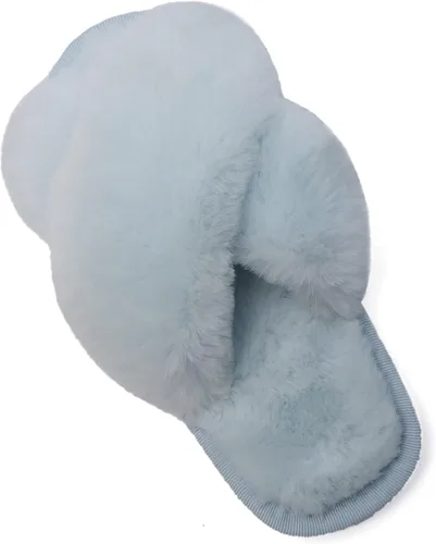 Vista 10 de LightFun Pantuflas peludas y peludas para niña, chancletas de piel con punta abierta, sandalias de banda cruzada para niñas, hogar, interior y Beige
