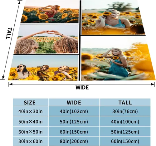 Vista 4 de Manta personalizada con foto, manta de franela suave personalizada para regalos de novia, novio, familia, amigo, cumpleaños, día de la madre, día