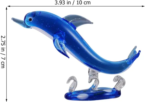 Vista 3 de Healifty Figura de delfín de cristal de cristal, estatua de animal de delfín marino soplado a mano para decoración del hogar de playa costera