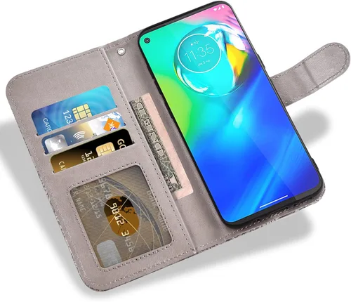Vista 3 de Asuwish Funda compatible con Moto G Power 2020 y protector de pantalla de vidrio templado, accesorios de celda, soporte para tarjetas, soporte