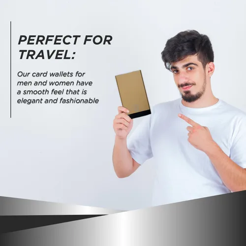 Vista 6 de Cartera minimalista con control deslizante para tarjetas, Oro, Minimalista