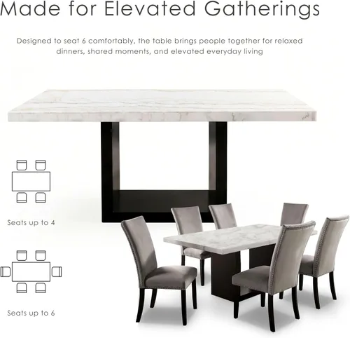 Vista 7 de HOMES: Inside + Out Doxon - Juego de mesa de comedor contemporánea de 7 piezas, color beige