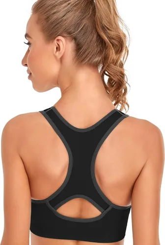 Vista 3 de GXXGE Sujetadores deportivos acolchados con espalda cruzada para mujer, de alto impacto, entrenamiento, yoga, gimnasio, ropa deportiva