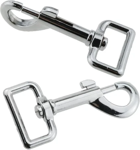 Vista 2 de Heyous 4 ganchos giratorios cromados resistentes de 1 pulgada con broches de presión para correa de perro, ganchos giratorios para perno de ojo
