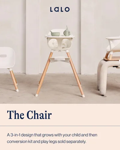 Vista 2 de Lalo The Chair Silla alta convertible 3 en 1 para bebés y niños pequeños, bandeja apta para lavavajillas, reposapiés ajustable, arándano