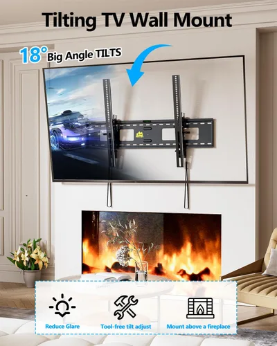 Vista 4 de FORGING MOUNT Soporte de pared de TV inclinable resistente para televisores grandes de 47 a 120 pulgadas, soporte de TV de perfil bajo