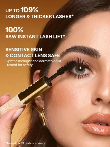 Vista 6 de SHEGLAM Máscara de pestañas todo en uno de 24k con volumen multiefecto de larga duración