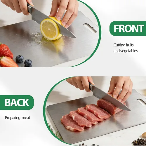 Vista 7 de 100% Pure Titanium Cutting Boards for Kitchen, Dishwasher Safe Chopping Board for Meat, Double Sided and Effortlessly Clean, with Anti-slip Mat