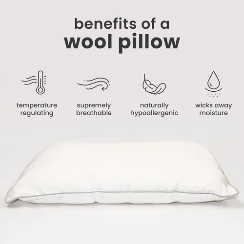 Vista 3 de Woolino Almohada para niños pequeños, almohada de dormir de lana 100 % transpirable de primera calidad y funda de algodón, tamaño de viaje