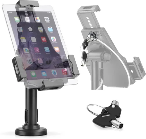 Vista 8 de Pyle Soporte de seguridad antirrobo para tableta, soporte de aluminio resistente de metal para tableta, soporte de pie con poste ajustable