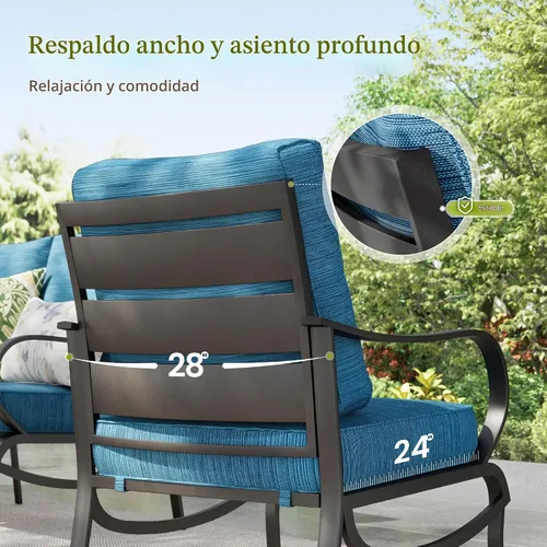 Vista 6 de Sophia & William Juego de muebles de patio con mesa para fogata, azul pavo Azul pavo real